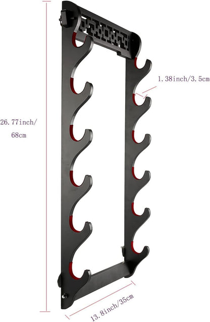 Dfdvye Katana Sword Holder - 6 Tier Samurai Sword Display Rack With Wall Mount for Wakizashi and Tanto