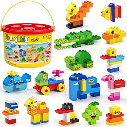 burgkidz Big Building Blocks, 135 Pieces Classic Large Size Toddler Creative Building Bricks, Compatible Block Construction Toys with Storage Bucket, Educational Gift for Boys Girls 3+