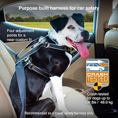 Kurgo Impact Dog Car Harness, Crash Tested, Integrates with Car Seatbelt System, Lightweight, Large-Black/Charcoal Grey