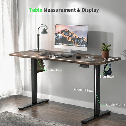 ERGOMAKER Electric Standing Desk 110x60cm, 2 Memory Heights, Rustic Brown