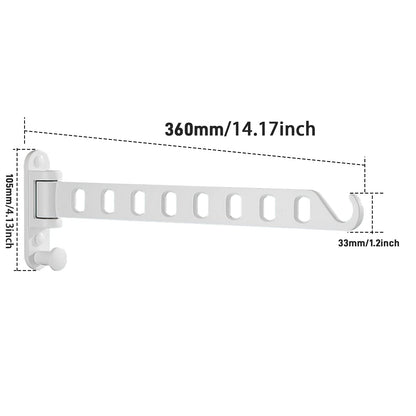 Lxoraziy Wall Mounted Clothes Hanger, Foldable Wall Clothes Airer, 180° Swivel Hanger, Wall Hook with Screw, for Laundry, Bathroom, Utility Room