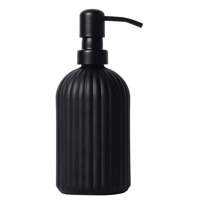 Glass Soap Dispenser, 400ML Shampoo and Conditioner Dispenser, Liquid Hand Soap Dispenser with Black Pump, Refillable Kitchen Bathroom Pump Bottle