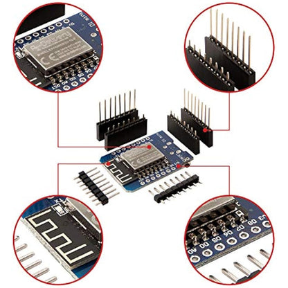 AZDelivery 5 x D1 Mini NodeMcu WiFi Board ESP8266-12F CH340G WLAN ESP8266 Micro USB Lua Module 3.3V 500mA compatible with Arduino Including E-Book!