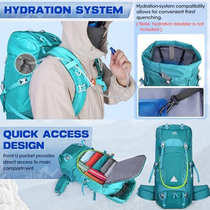 IGOLUMON 60L Hiking Backpack with Rain Cover Waterproof Large Camping Rucksack Backpacking Backpack Lightweight Trekking Walking Backpack Travel Rucksack for Outdoor Sports