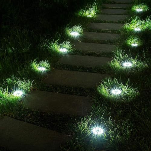 Bzavor 12 Solar Floor Lights Outdoor 12 LEDs Solar Lights with Upgrade Solar Panel Garden Light Solar Lamp Solar Spotlight Decoration for Lawn,
