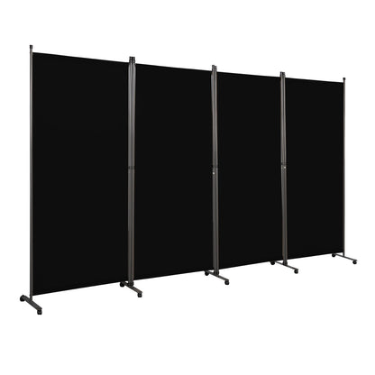 Angel Living 4 Panels Folding Room Divider, Privacy Screen Composed of Polyester Fabric and Sturdy Iron Frame