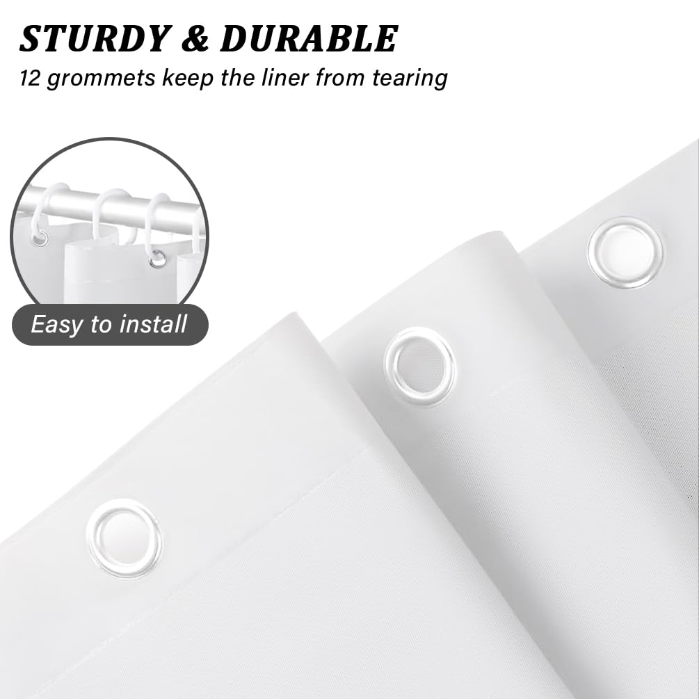 hjwanyin Shower Curtain, Long Shower Curtain Made of Mould PEVA, Stylish and Water Repellent Shower Liner for Bathroom (White, 180 * 200cm)