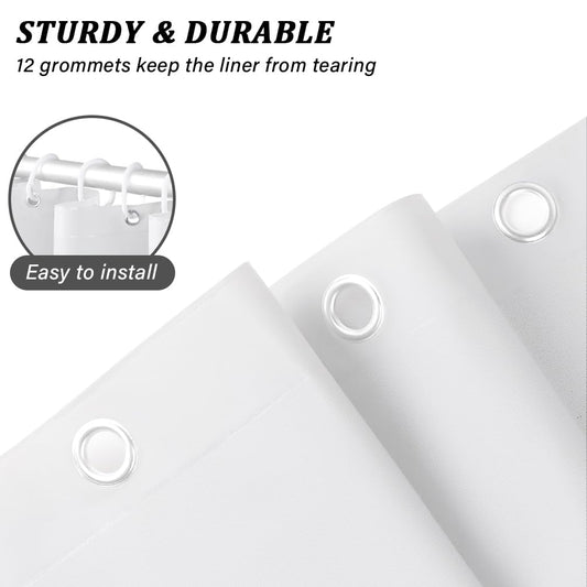 hjwanyin Shower Curtain, Long Shower Curtain Made of Mould PEVA, Stylish and Water Repellent Shower Liner for Bathroom (White, 180 * 200cm)