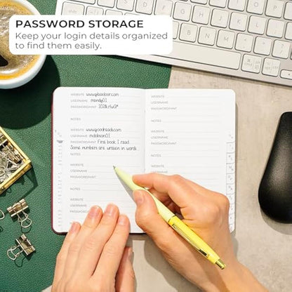 Clever Fox Password Book 2nd Edition Small – Pocket Password Keeper with Laminated Alphabetical Tabs – Internet Address Notebook & Login Details Organizer Journal – 8.9x14.2cm (Wine Red)