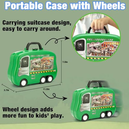Crelloci Dinosaur Color Dough Set Tools Dino World 26 PCS Playsets Toy Clay Accessaries Dough and Moulds in a Portable Case with Wheels for Kids Toddlers 3 4 5 Years Old
