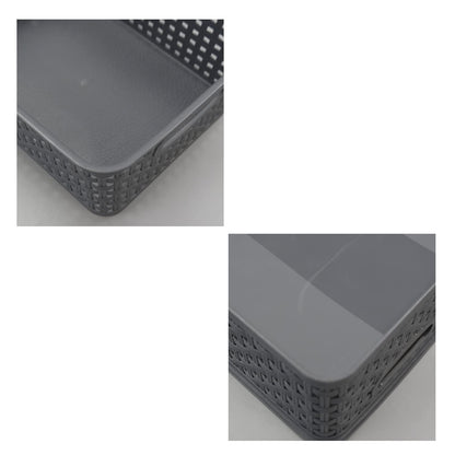 Gloreen 6 Packs Desktop Storage Basket, Small Plastic Weave Baskets, Grey