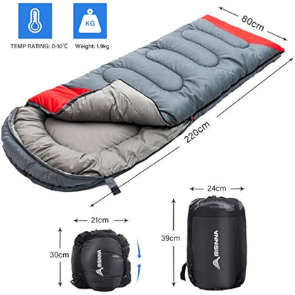 BISINNA Sleeping Bag with Pillow - 4 Season Lightweight Waterproof Warm Sleeping Bag with a compression sack for Adults, Women, Men's Outdoors Camping, Hiking, Backpacking