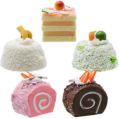 YHSKJCD Artificial Simulation Cake, 5Pcs Realistic Cake Dessert Fake Cake Food Model Realistic Cupcake Bread Dessert for Photography Props Kitchen Home Decoration Display