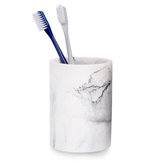 zccz Toothbrush Holder for Bathroom Marble Look, Electric Toothbrush and Toothpaste Holder, Organizer Makeup Brushes Razor Holder, Stand Cup, White