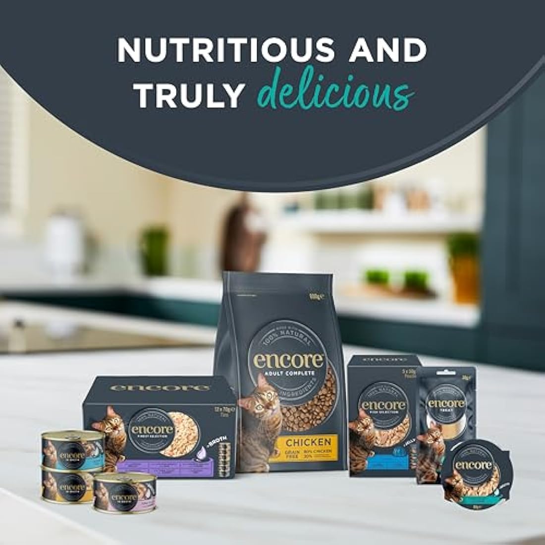 Encore 100% Natural Wet Cat Food, Multipack Chicken in Jelly, 5 x 50 g Pouches