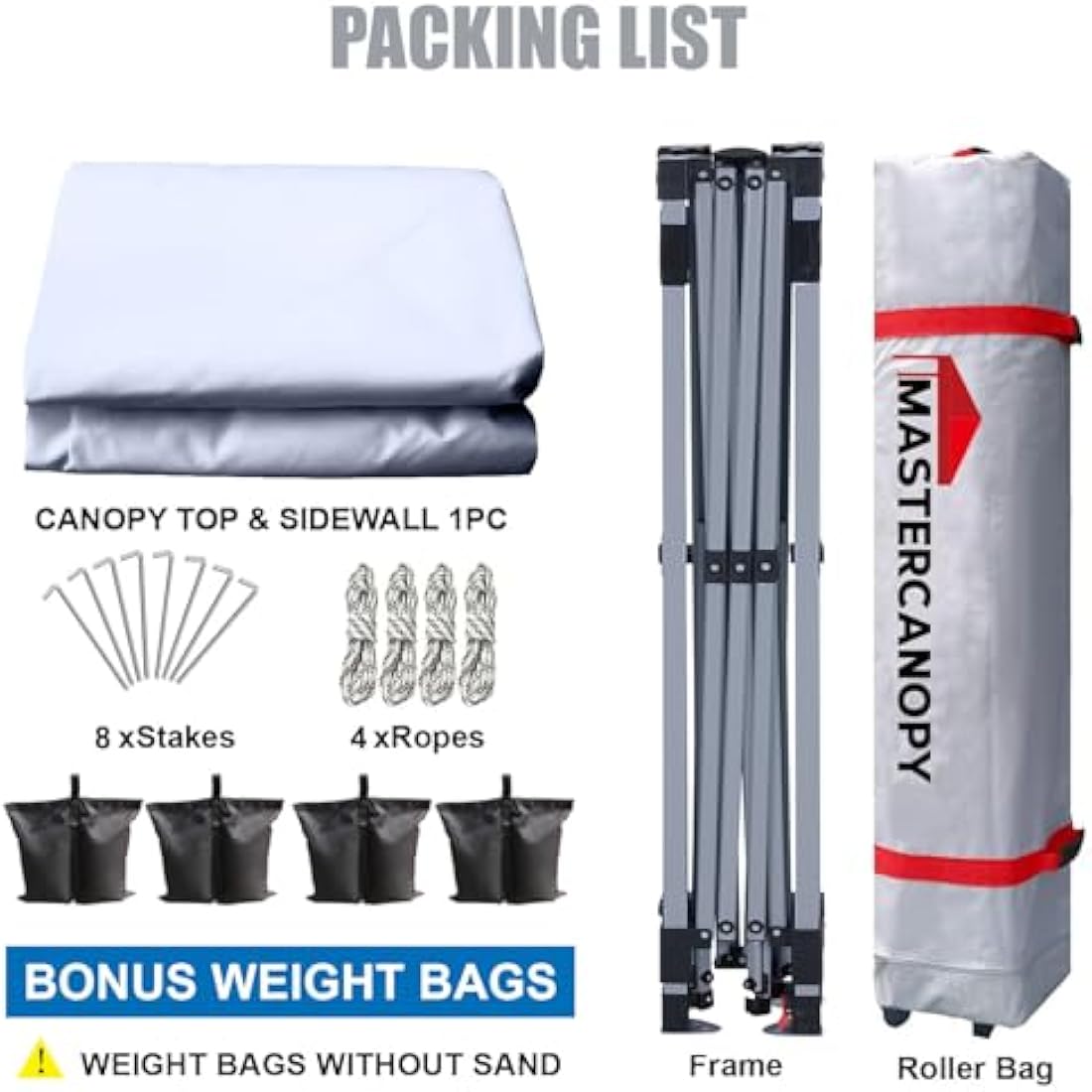 MASTERCANOPY Durable Ez Pop-up Gazebo Tent with 1 Sidewall (2x2M,White)