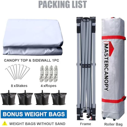 MASTERCANOPY Durable Ez Pop-up Gazebo Tent with 1 Sidewall (2x2M,White)