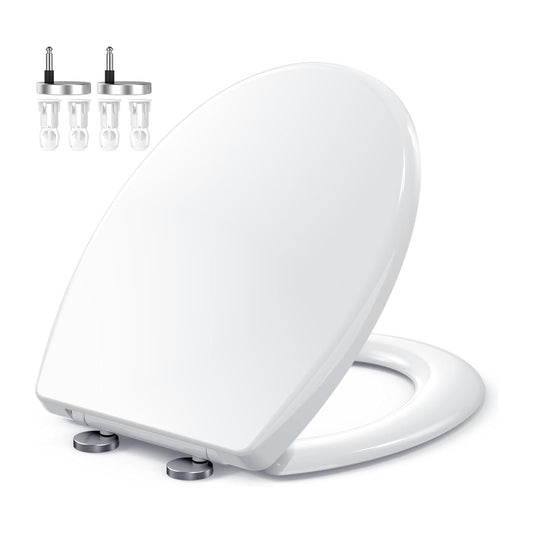 Zuvo Soft Close Toilet Seat (O-Shape, Quick Release) ? UK Standard White Toilet Seat with Adjustable Hinges Anti-Slam Mechanism
