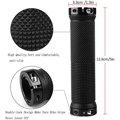 PLATT Bike Handlebar Grips with Aluminum Lock Non-Slip Rubber Bicycle Handle Grip for MTB/BMX