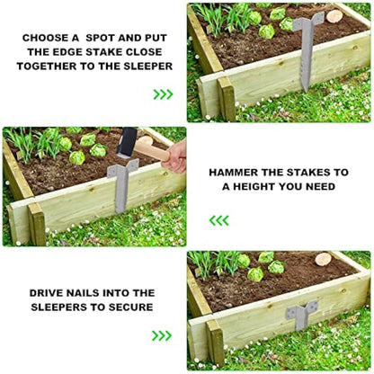 Dijia 20 Pack Railway Sleepers Brackets- Heavy Duty Sleeper Stakes for Railway Sleepers Garden Pathway Garden Edging Sleepers Fixing, steel