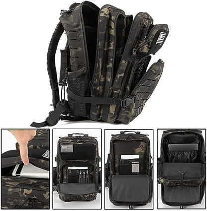 QT&QY Military Tactical Backpacks for Men Army Molle Daypack 25L/35L/45L Lage 3 Day Bug Out Bag Camping Hiking Rucksack with Bottle Holder