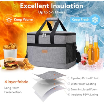 Lifewit Soft Cooler Bag with Hard Liner, Large Insulated Picnic Lunch Bag Box Soft-Sided Cooling Bag for Camping/BBQ/Family Outdoor Activities
