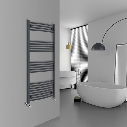 Warmehaus Curved Bathroom Heated Towel Rail Radiator Grey 1400x600mm