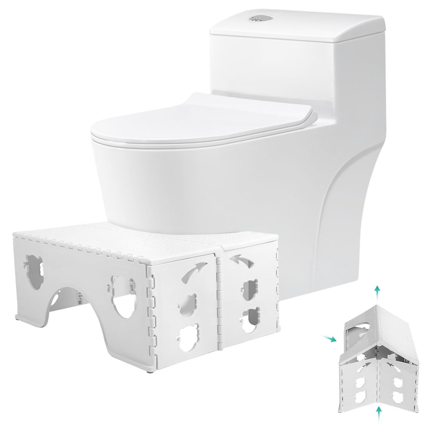 TUAKIMCE Foldable Toilet Stool 7 Inch, Ergonomic Bathroom Step Stool for Adults with Non-Slip Base, Healthy Squatting Posture Poop Stool, Space Saving