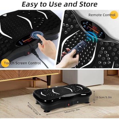 EVOLAND Vibration Plate Exercise Machine, Vibration Fitness Trainer with Bluetooth Speaker, 5 Program Modes, 2 Resistance Bands, Home Exercise Equipment for Fitness Body Toning