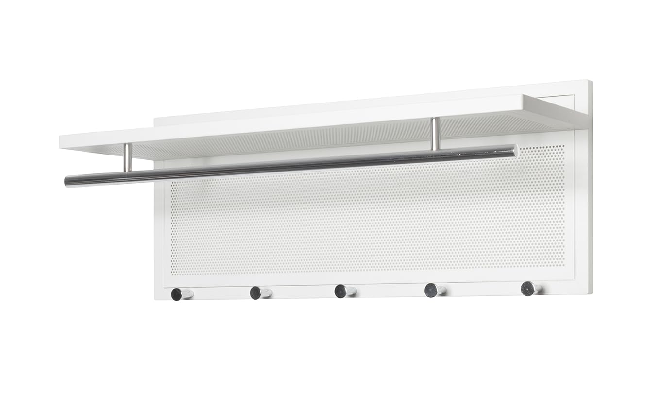 HAKU wardrobe, chrome, white, metal - Dim.: W 75 x D 26 x H 30 cm, Style: Modern