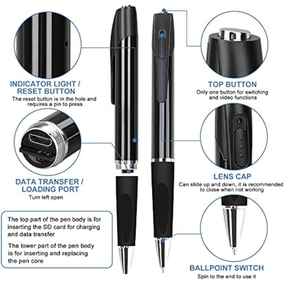 FINSUI Spy Cameras Pen 1080P Hidden Cameras Mini Portable Pocket Cam Covert Camera with 32GB SD Card Secret Camera with Video Recording Photo Taking for Home Business Conference