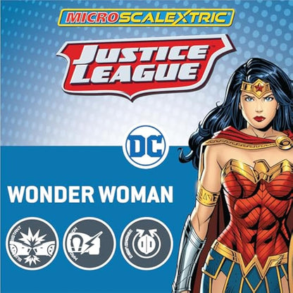 Micro Scalextric Cars - Justice League Wonder Woman - Toy Slot Car for use with Micro Scalextric Race Tracks or Set - Small Kids Gift Ideas for Boy/Girl Ages 4+, Micro Scalextric Accessories