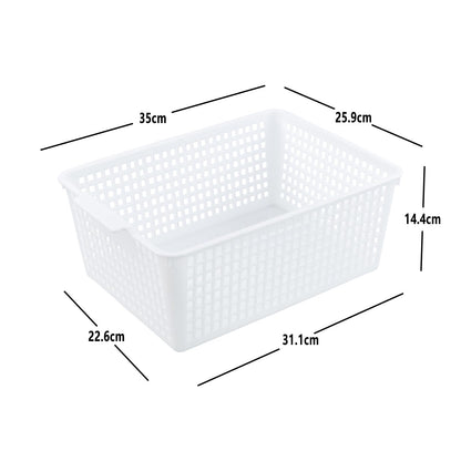 Obstnny Rectangular Storage Baskets Set of 4, Plastic Organiser Basket Box