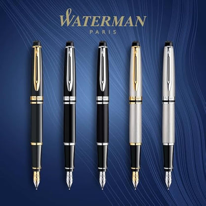 Waterman Expert Fountain Pen | Gloss Black with 23k Gold Trim | Medium Nib | Gift Box
