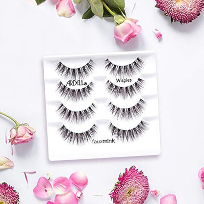 Ardell Faux Mink Wispies False Lashes, Pack of 4