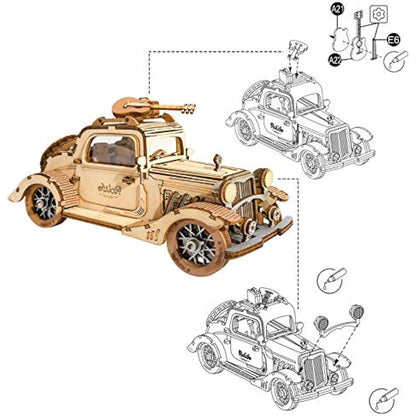Rolife 3D Puzzle - Wooden Car Puzzles for Adults DIY Model Cars, Creative Craft Construction Kits Toy Building Sets for Adults, Home Decor Gifts for Teens