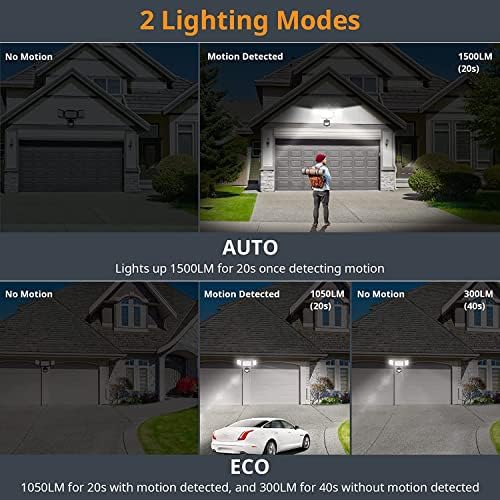LEPOWER Battery Powered LED Flood Light Outdoor,1500LM Motion Sensor Security Lights,5000K, IP65 Waterproof,Wireless Flood Light Battery Operated,3 Head Motion Detector Lights for Garage,Yard,Porch
