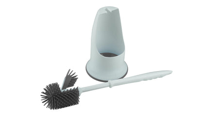 The Home Valet Company Silicone Under-Rim Toilet Brush Set with Holder, Grey