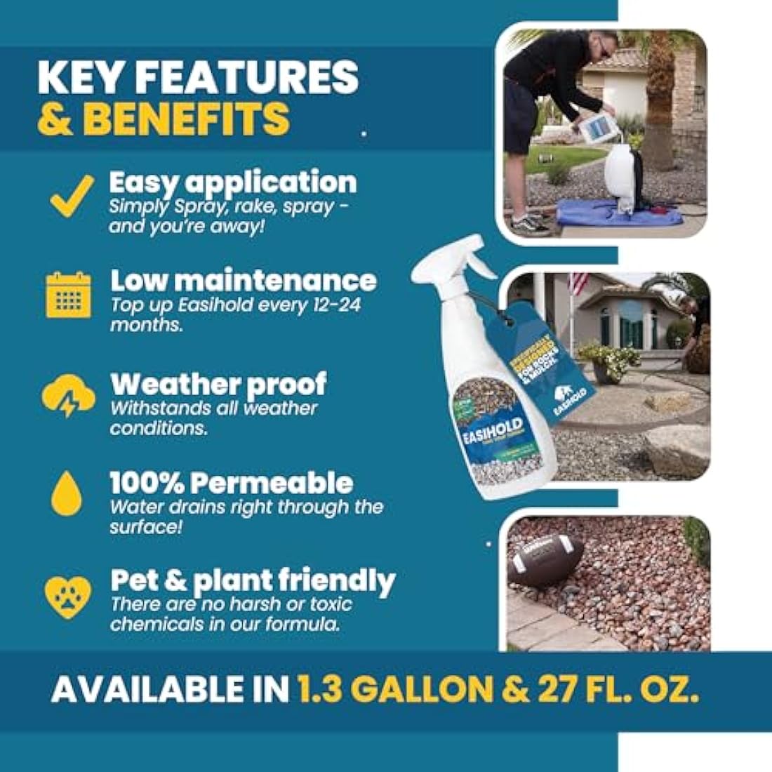 Vuba EASIHOLD ROCKS - Award Winning 5L XL Gravel Binder for Bonding Stones, Bark and Gravel on Borders, Patios and Garden Paths. Lasts up to 3 Years, Non Toxic, Ready to Use.