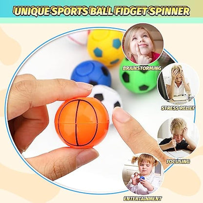 Football Fidget Spinner for Kids Adults, Mini Balls Party Favors Supplies Stress Relief Toys, Goodie Bag Stuffers Treasure Box Gift for Classroom Prizes Birthday Christmas Halloween (36PCS)