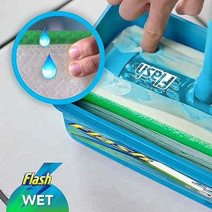 Flash Speedmop Wet Floor Cleaning Wipes, 96 Cloths (24x4), Antibac Lemon Multi-Surface, Trap & Lock Daily Dirt, Grease & Grime Without Getting Down On Your Knees ( Package may vary)