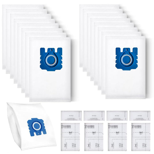 Foho 16 Vacuum Hoover Bags for Miele Vacuum Cleaner GN Complete C3 & C2, Classic C1, Including 4 Motor & 4 Exhaust Filters [S8000, S5000, S2000, S800