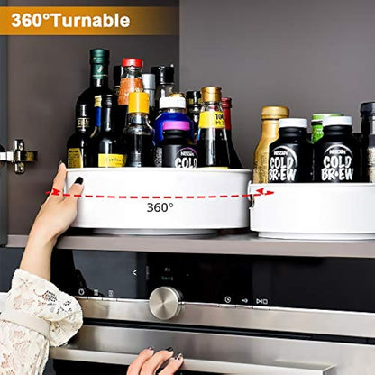 Semlos 2 Packs Turntable Lazy Susan Organizers, 9" and 12" Spice Rack Organisers for Kitchen Organization and Storage, Non-Slip Under Sink Organizers for Pantry, Cabinet, Office, Bathroom