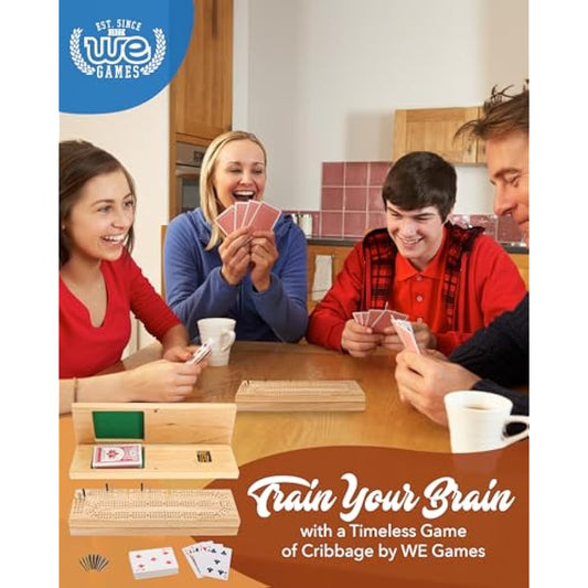 WE Games Solid Wood Cabinet Cribbage Set