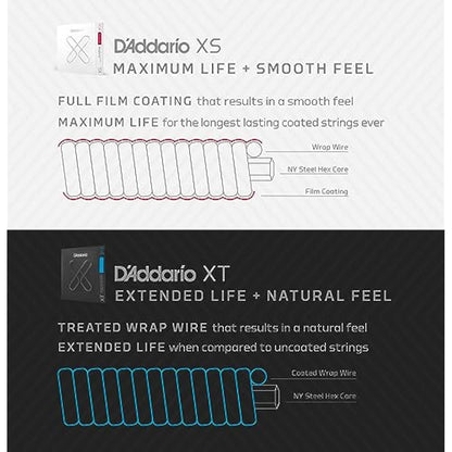 D'Addario Acoustic Guitar Strings, XT Phosphor Bronze Coated, XTAPB1047, Extra Light Gauge 10-47, 6-String Set, Pack of 1
