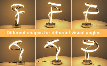 Lightess Modern Spiral RGB Table Lamp, Touch Dimmable LED Nightstand Lamp, 10 Light Modes Bedroom lamp, LED Bedside Lamps for Home Decor Living Room Office