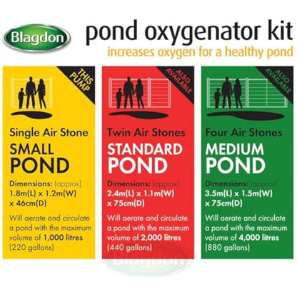 Blagdon Pond Water Oxygenator Kit, 1 Outlet Aeration Air Pump for Small Ponds up to 1000 litres, Green