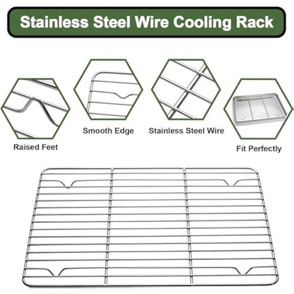 Baking Sheet Tray Cooling Rack with Silicone Mat Set, Stainless Steel Cookie Pan for Oven, Set of 9 (3 Sheets + 3 Racks + 3 Mats), Warp Resistant & Heavy Duty Easy Clean