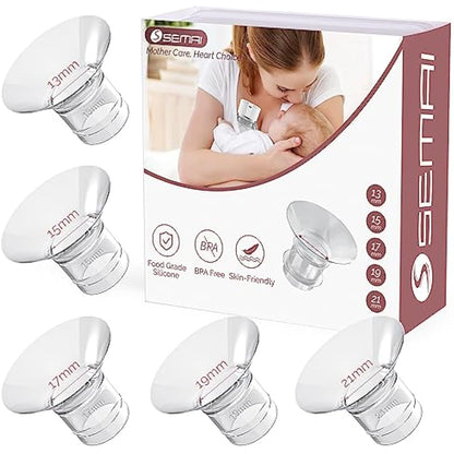 semai Flange Inserts 13/15/17/19/21mm Compatible with Medela/Momcozy S12 Pro/S9 Pro/S12/S9/Spectra/Elvie 24mm Breast Pump Flanges, Reduce 24mm Nipple Tunnel Down to Correct Size, 5PCS (NOT 5 Pairs)