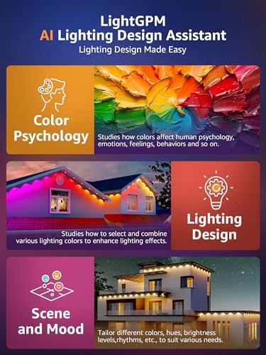 Lepro E1 AI Permanent Outdoor Lights 30m, Smart Outdoor Lights for Eaves, Waterproof, Tunable White & Colour Changing, AI Lighting Design Assistant, Works with Alexa, 2.4G WiFi & Bluetooth, No Remote